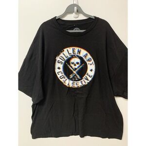 Sullen Art Collective Men's Black 4X Glitch Badge Cotton Graphic Skull T-Shirt